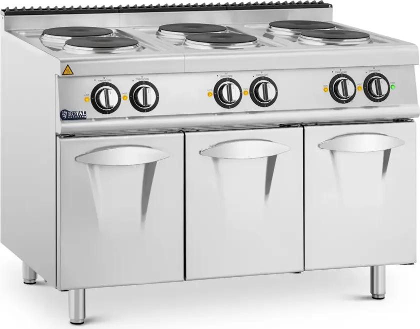 El-komfyr - 15,6 kW - 6 plater - underskap - Royal Catering