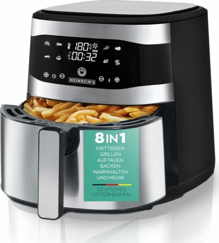 HeinrichS Hfr 8205 Hot Air Fryer 8.0 L 1800 W Black And Silver