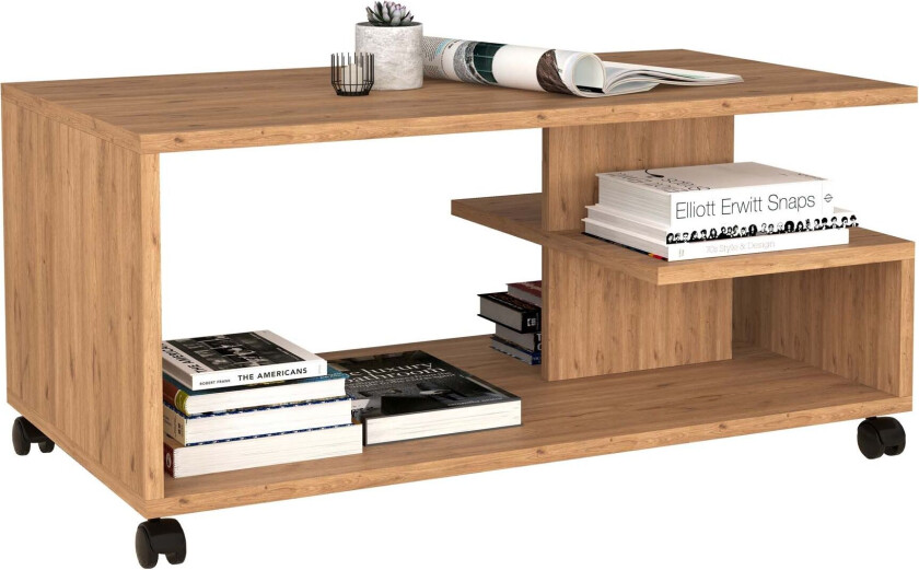 Olus sofabord 4 hyller eik dekor.