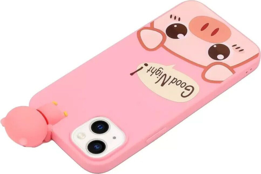 iPhone 14 Fleksibelt Plast Bak Deksel med Figur - Søt Gris