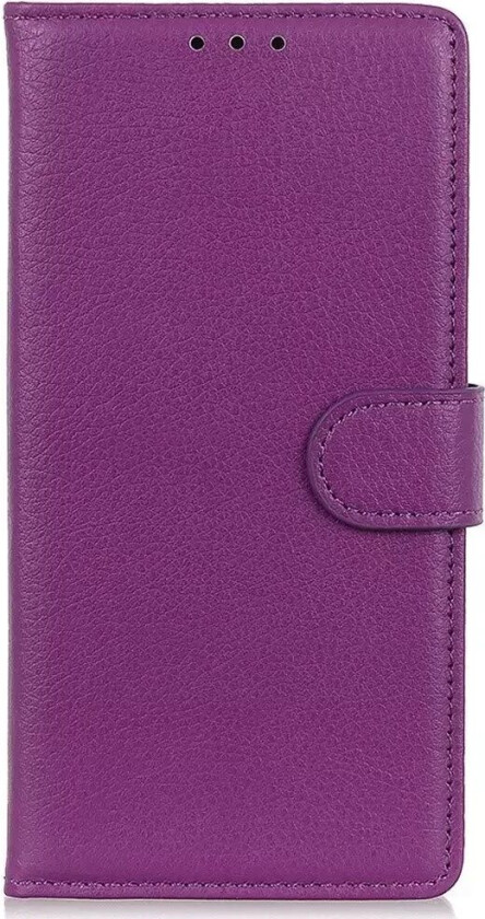 Samsung Galaxy M12 Litchi Skinndeksel med Lommebok - Lilla