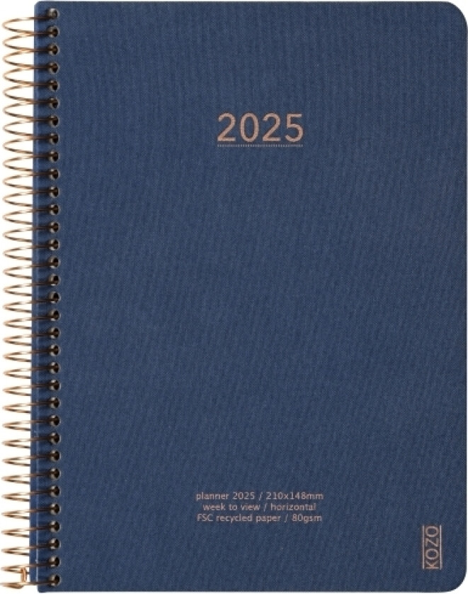 Kozo Kalender 2025 A5 Uge Per Opslag Navy