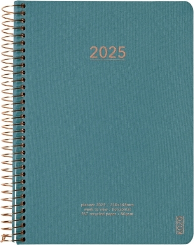 Kozo Kalender 2025 A5 Uge Per Opslag Steel Blue