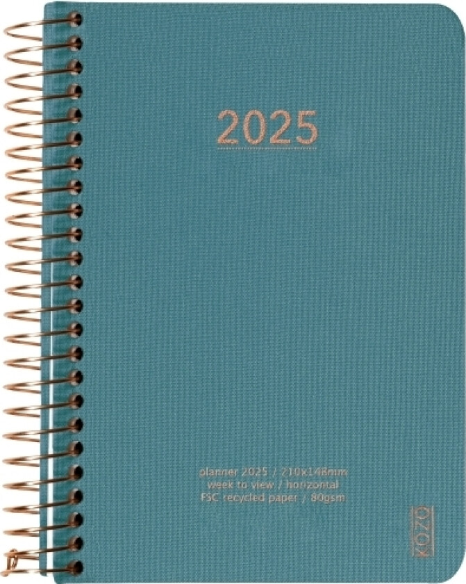 Kozo Kalender 2025 A6 Uge Per Opslag Steel Blue