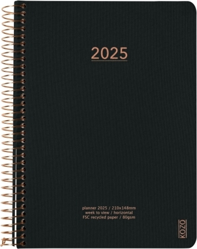 Kozo Kalender 2025 A5 Uge Per Opslag Black