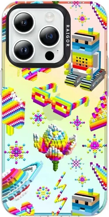 iPhone 15 Pro Pixel Series Håndverker Deksel m. Pikselert Print - Gradient