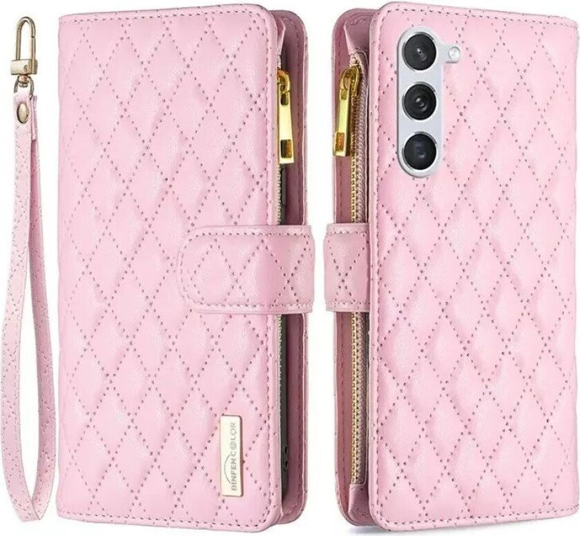 Samsung Galaxy S23 Deksel i Kunstskinn m. Innebygd Lommebok og Stativfunksjon - Rosa