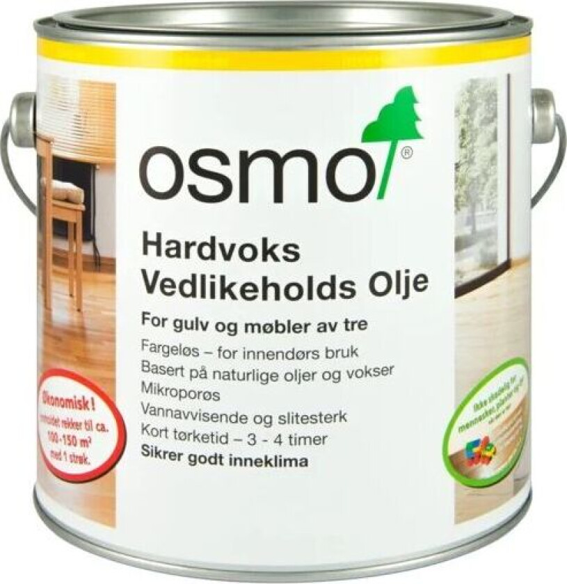 Osmo Holz Und Color Hardvoks Vedlikeholdsolje 3079 2,5l Matt, For Periodisk Vedlikehold