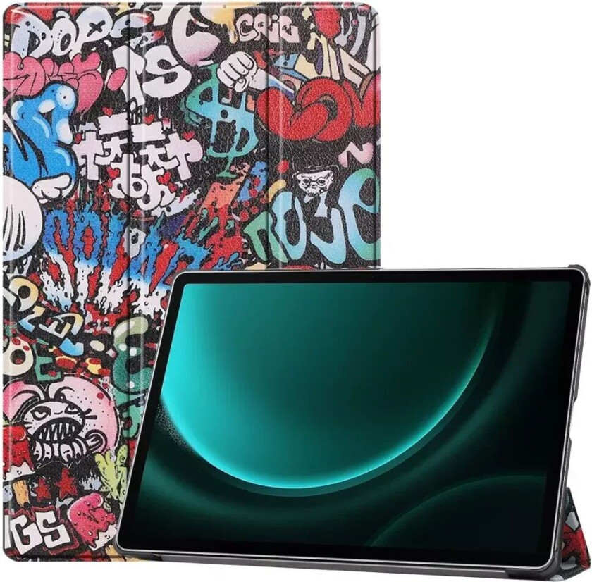Samsung Galaxy Tab S9 FE+ (Plus) Tri-Fold Deksel i Kunstskinn med Penneholder - Graffiti