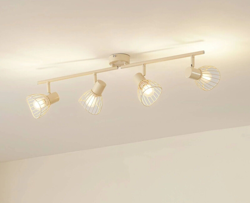 taklampe Piena, beige, 4 lyskilder, jern