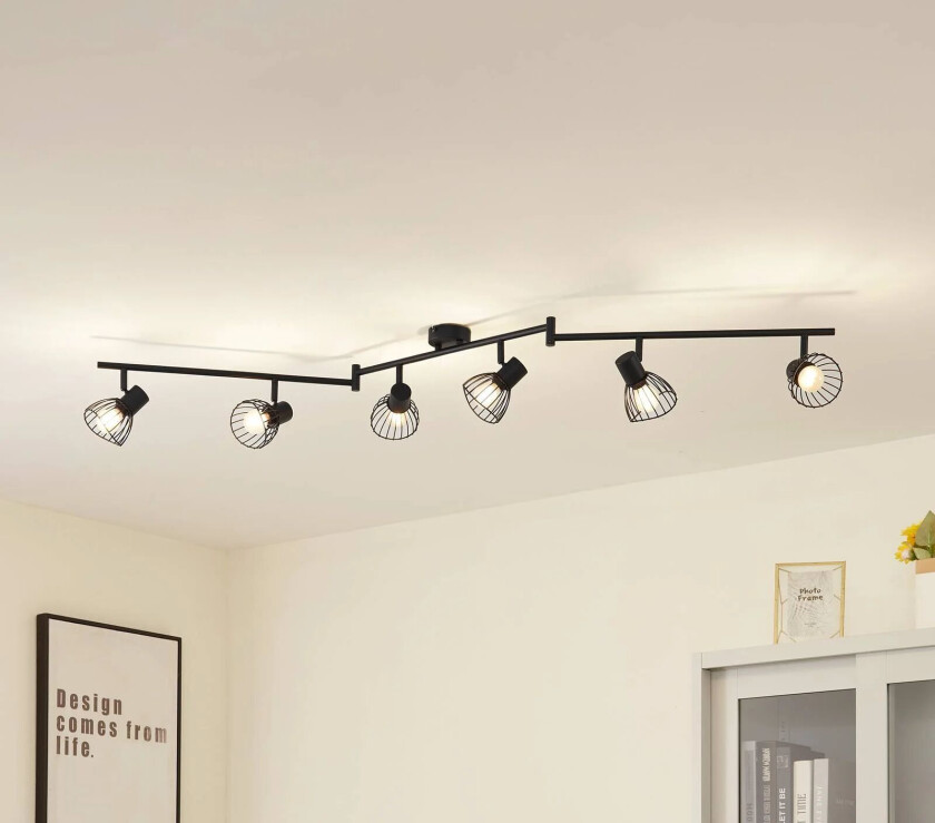 taklampe Piena, svart, 6 lyskilder, jern