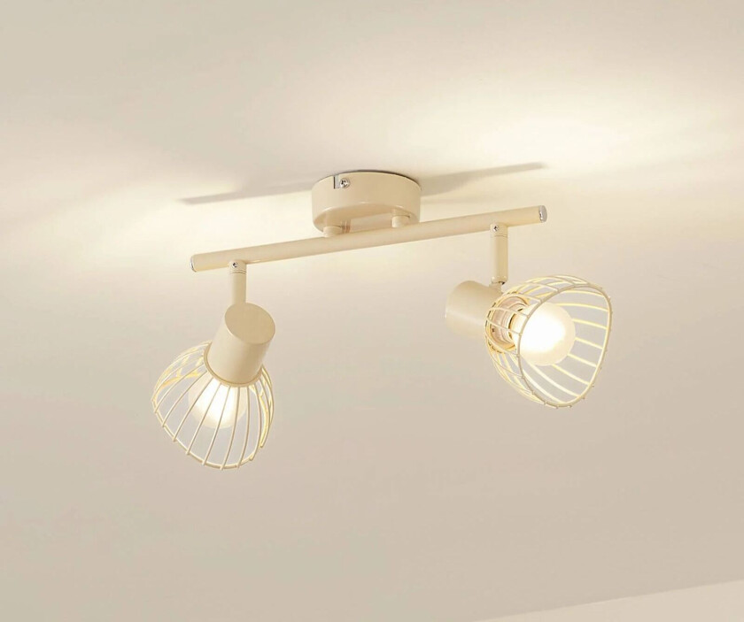 taklampe Piena, beige, 2 lyskilder, jern