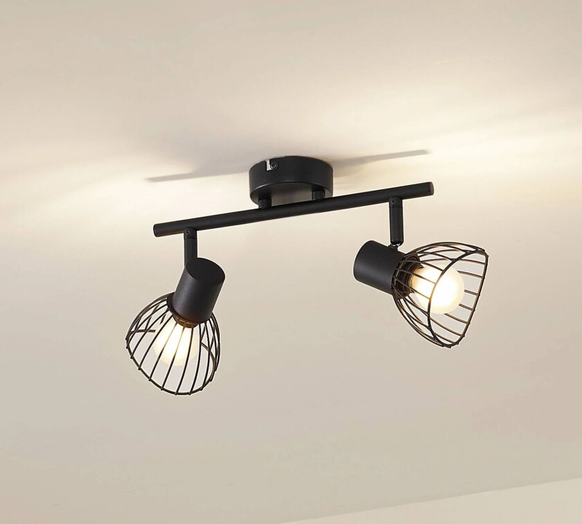 taklampe Piena, svart, 2 lyskilder, jern