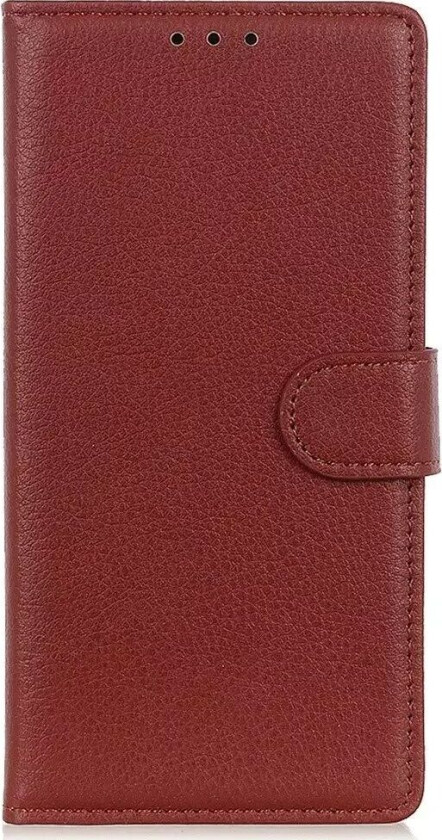 iPhone 14 Plus Litchi Imitert Skinn Flipdeksel med Lommebok - Brun