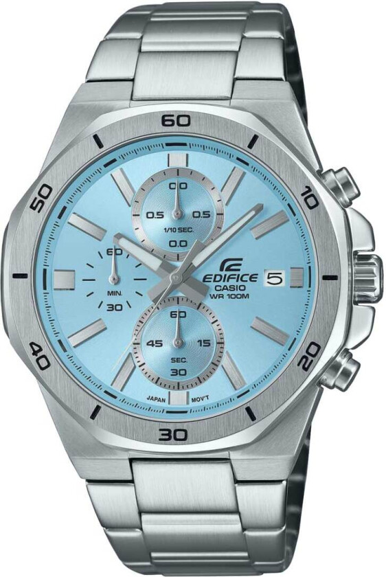 Edifice Standard Chronograph EFV-640D-2BVUEF - Kvarts - Sølv - Herreklokker - Rustfritt stål - ledd m/pin - Mineral