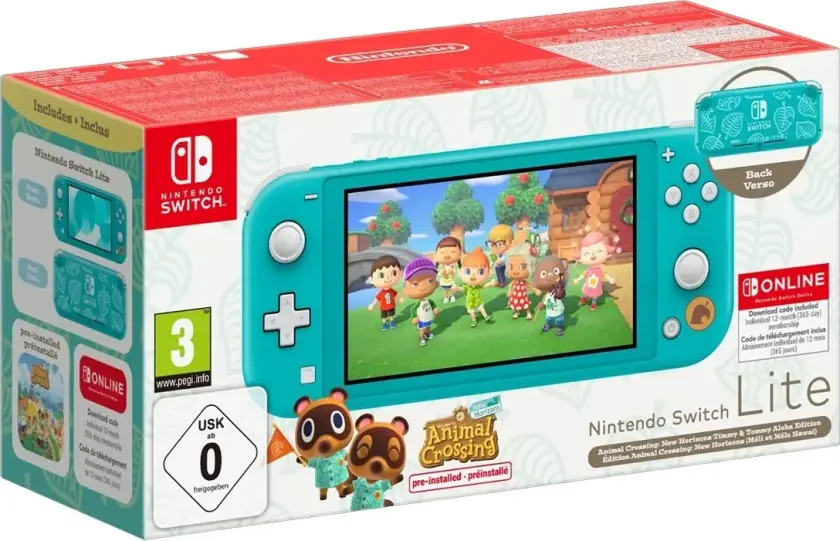 Switch Lite Turquoise inkl. Animal Crossing & 12 måneder Switch Online