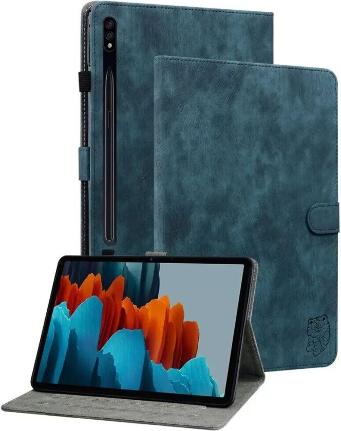 Samsung Galaxy Tab S9 Skinndeksel med stativfunksjon og kortholder - Mørke Blå