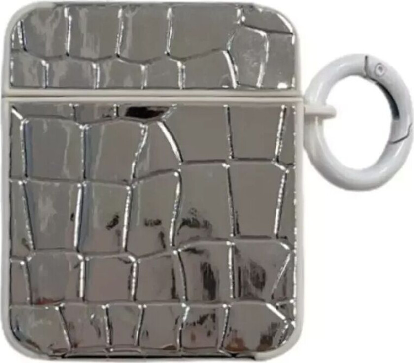 Apple AirPods (1. og 2. gen.) Fleksibelt Plastdeksel med Perledekor – Sølv