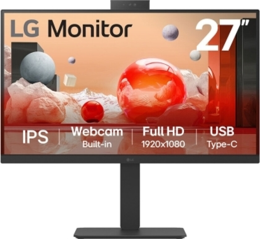 Monitorius Lg 27Ba850-B.Aeu (68.6 Cm (27 Col.), Juodas, Fullhd, Ips, Webcam, Mikrofonas, Usb-C, 100Hz Panel)