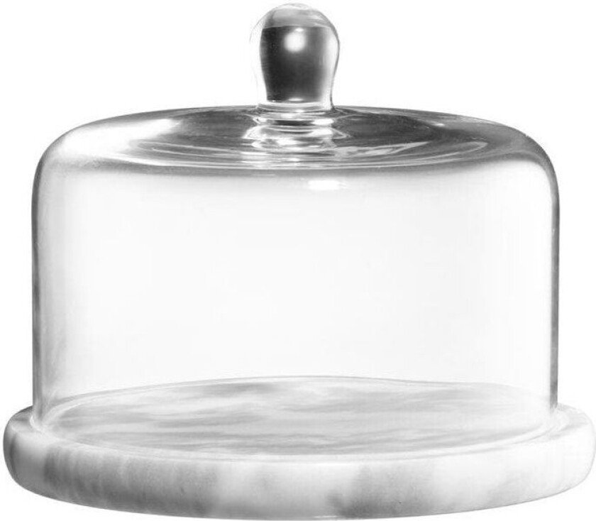 Ostekuppel i glass med marmor base 22 cm