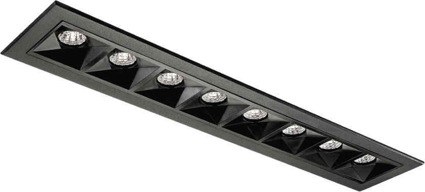 Bilde av Inspire R 300 innfelt downlight 8 lys 15W RA98 2700K dimbar - Svart - Svart