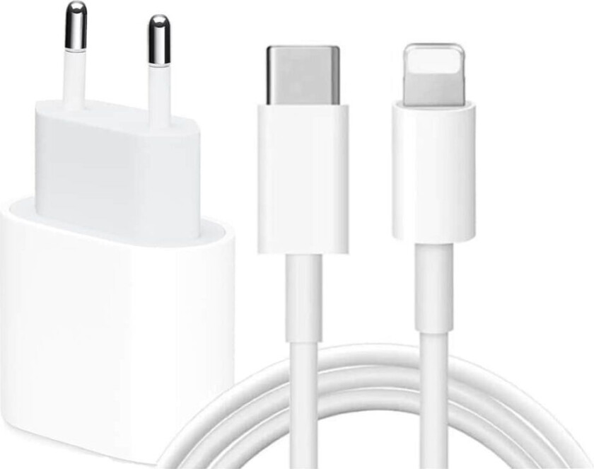 iPhone Lader Hurtiglader - Adapter + Kabel 20W USB-C 2m