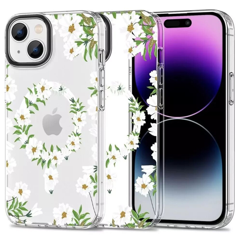 Tech-Protect iPhone 15 Tech-Protect MagMood Deksel - MagSafe Kompatibel - White Daisy