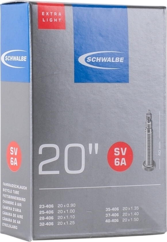 Sv6a Extra Light (23-40X406) Presta (Removable Core) 40 Mm Made Of 20% Recycled Old Tubes, Innerbox - Box With 25 Pcs. In Separate