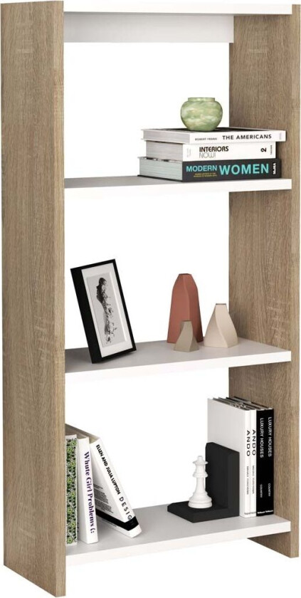 TilusL hylle 3 hyller eik dekor, hvit.