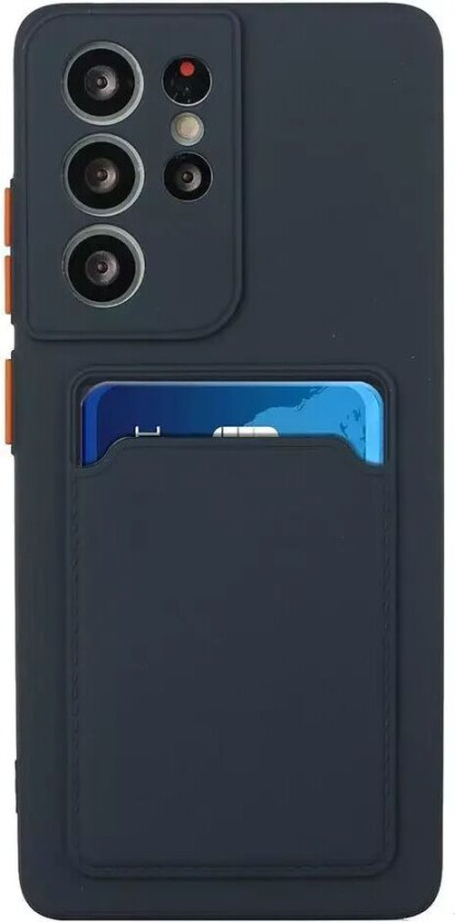 Samsung Galaxy S23 Ultra Fleksibelt Plastdeksel med Kortholder - Blå