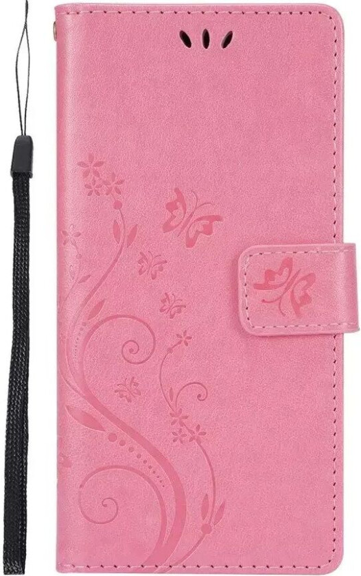 Samsung Galaxy S21 Skinn Flipdeksel med Lommebok - Blomster - Pink