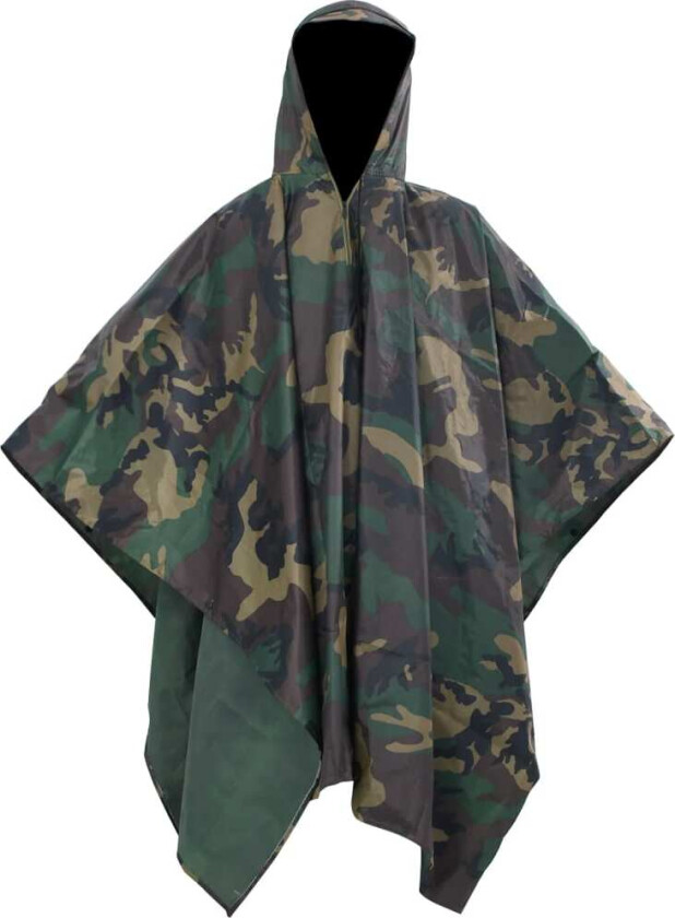 Vanntett militær regnponcho for camping/fotturer, kamuflasje