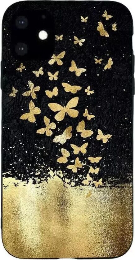 iPhone 11 Fleksibel Plastik Deksel - Gull Sommerfugle