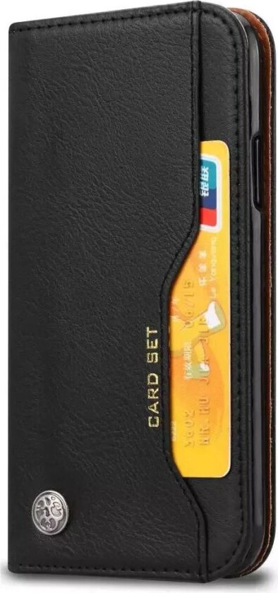 iPhone XR Leather Wallet Case Svart