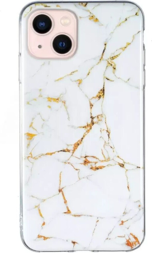 iPhone 13 Fleksibelt Bakdeksel Marmormønster - Hvit