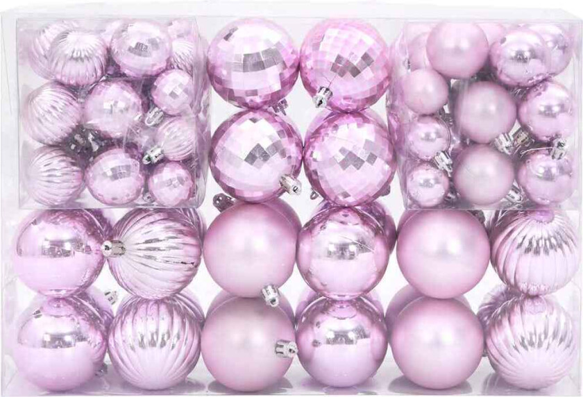 Julekuler 100 stk rosa Ø3/4/6 cm