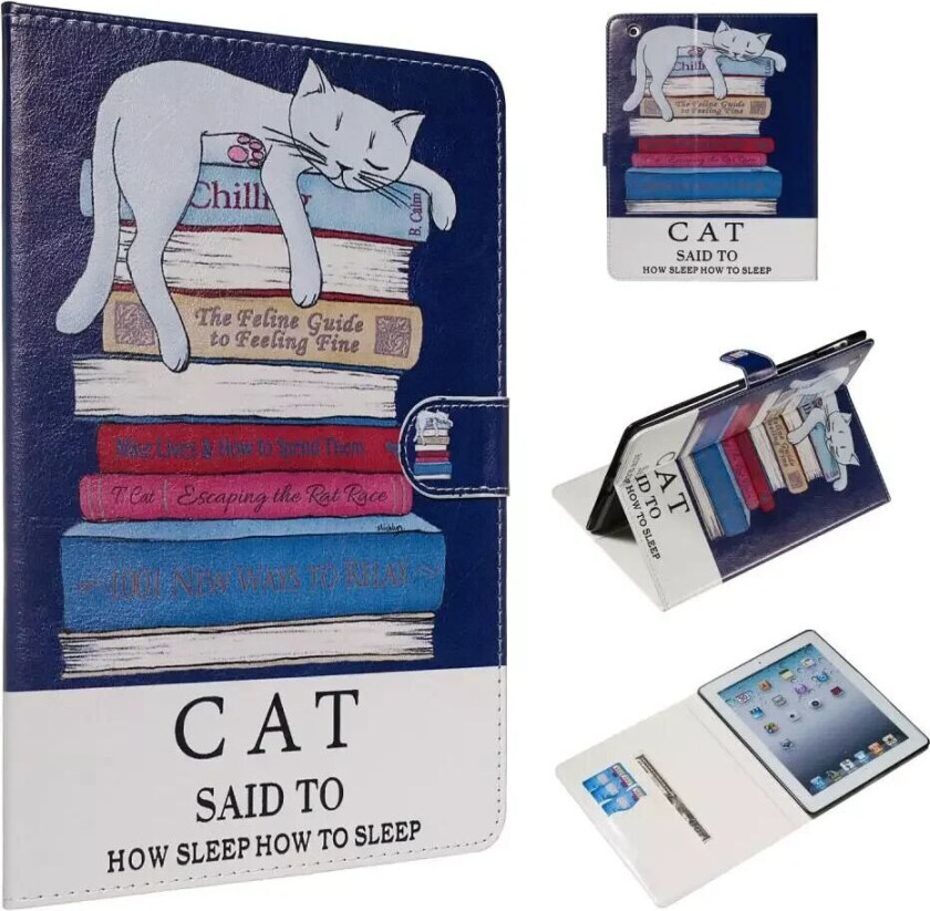 iPad 2/3/4 Skinn Flipdeksel m. Stativ - Sovende Katte