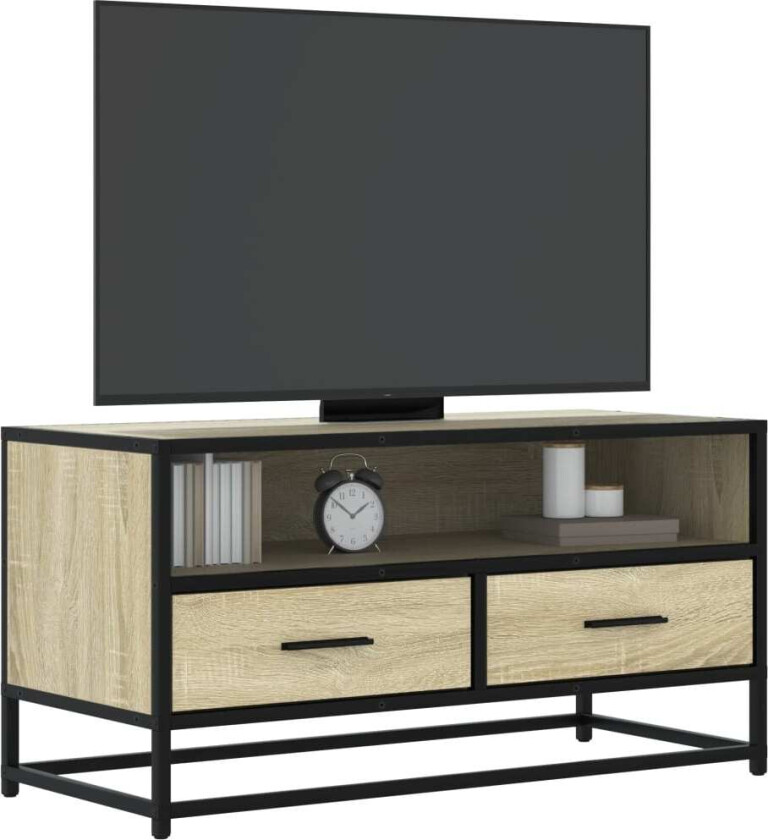 TV-benk sonoma eik 80x34,5x40 cm konstruert tre og metall