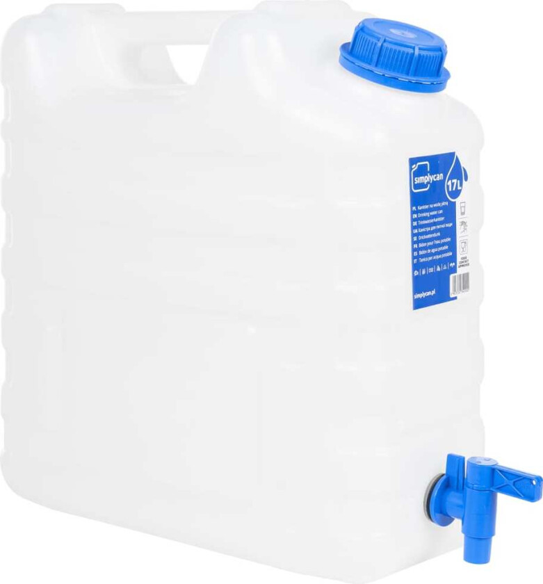 Vannbeholder med kran gjennomsiktig 15 L plast