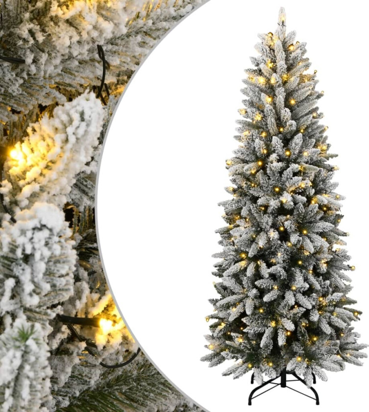 Kunstig juletre med 150 LED og flokket snø 150 cm