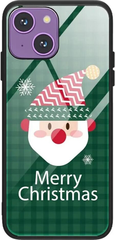 iPhone 15 Jule Deksel m. Glassbakside - Julenissen