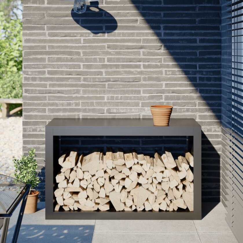 Bilde av Vedstativ antrasitt 100x40x60 cm stål