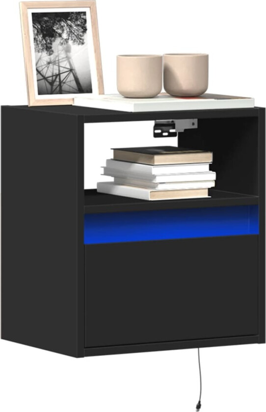 Vegghengte TV-benker med LED 2 stk svart 41x31x45 cm