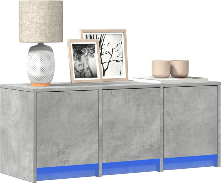 TV-benk med LED betonggrå 97x34x40 cm konstruert tre