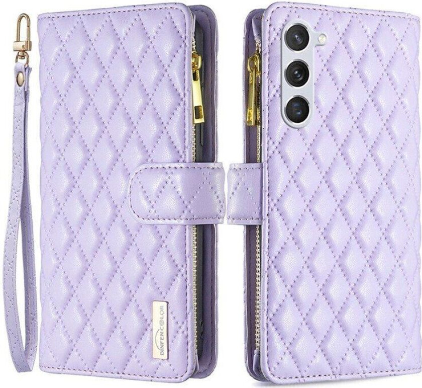 Samsung Galaxy S23 Deksel i Kunstskinn m. Innebygd Lommebok og Stativfunksjon - Lilla