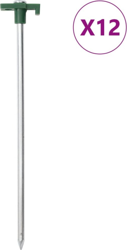 Teltplugger 12 stk 25 cm 7 mm galvanisert stål og PP
