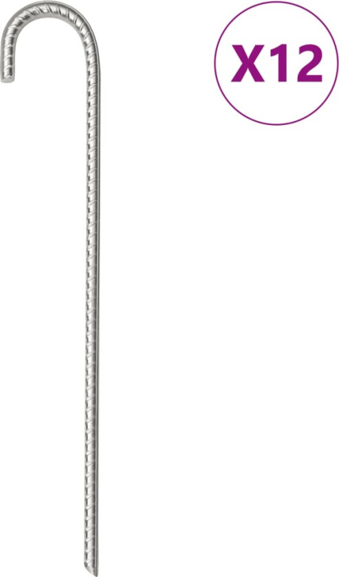 Bilde av Teltplugger 12 stk 37 cm Ø10 mm galvanisert stål