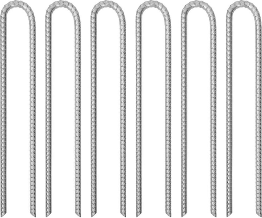 Teltplugger 6 stk U-formet 41,5 cm Ø12 mm galvanisert stål