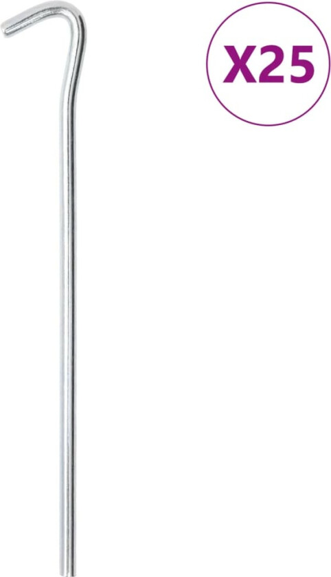 Teltplugger 25 stk 23 cm Ø7 mm galvanisert stål