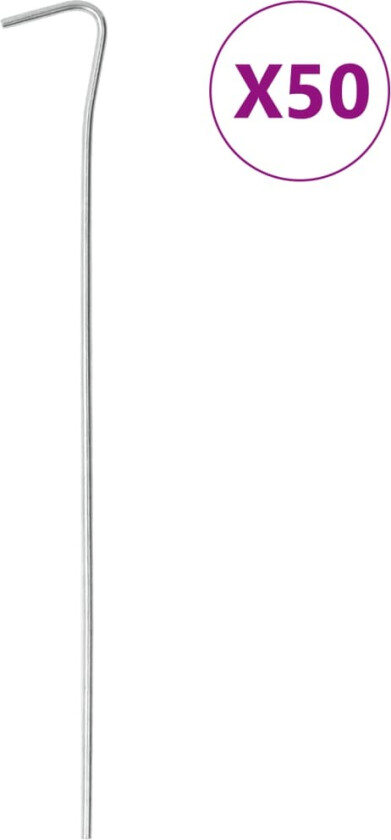 Teltplugger 50 stk 23 cm Ø3 mm galvanisert stål
